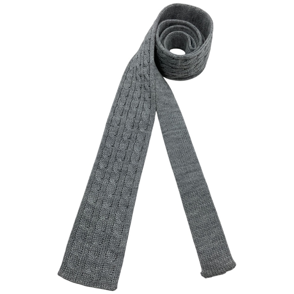 BROOKSFIELD Solid Gray Knit Wool LUXURY Slim Tie ITALY